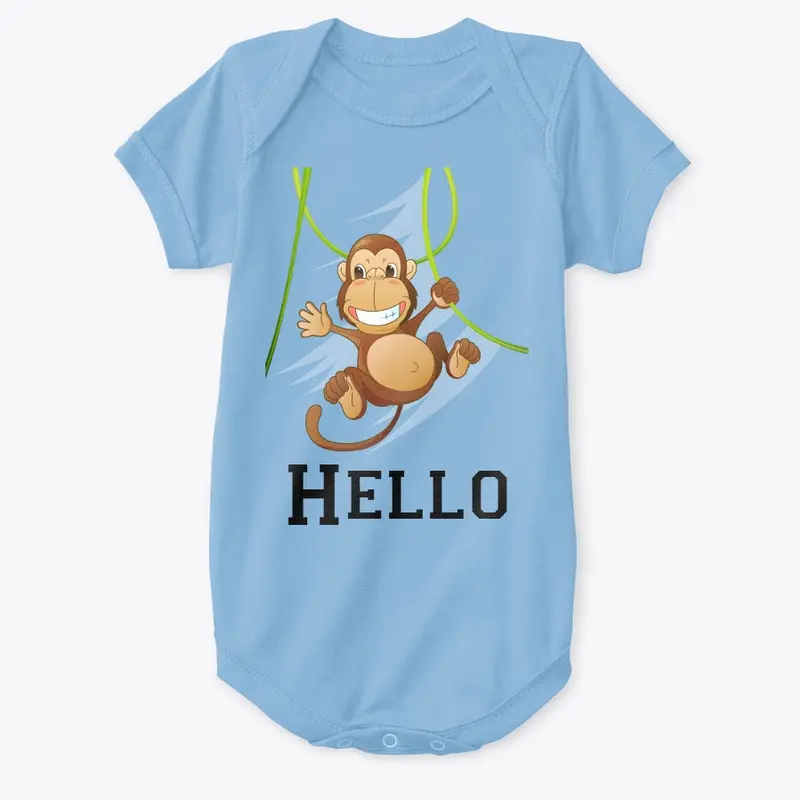 Monkey Says Hello Baby Onesie 