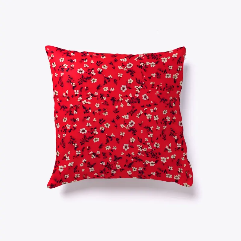 RED and WHITE Floral Pillow