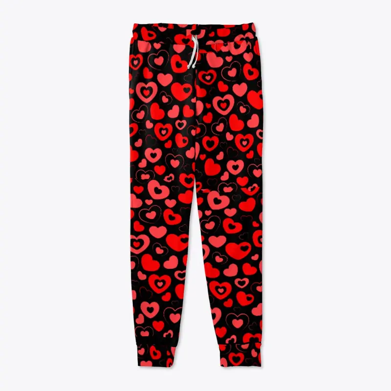 Hearts All-Over Print Unisex Tee/Joggers