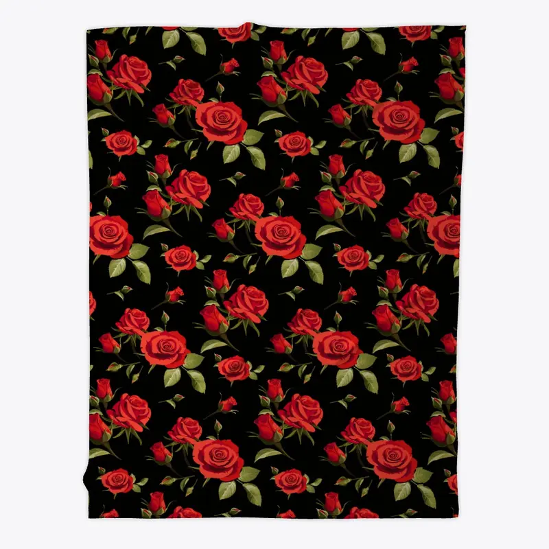 Fleece Blanket RED ROSES