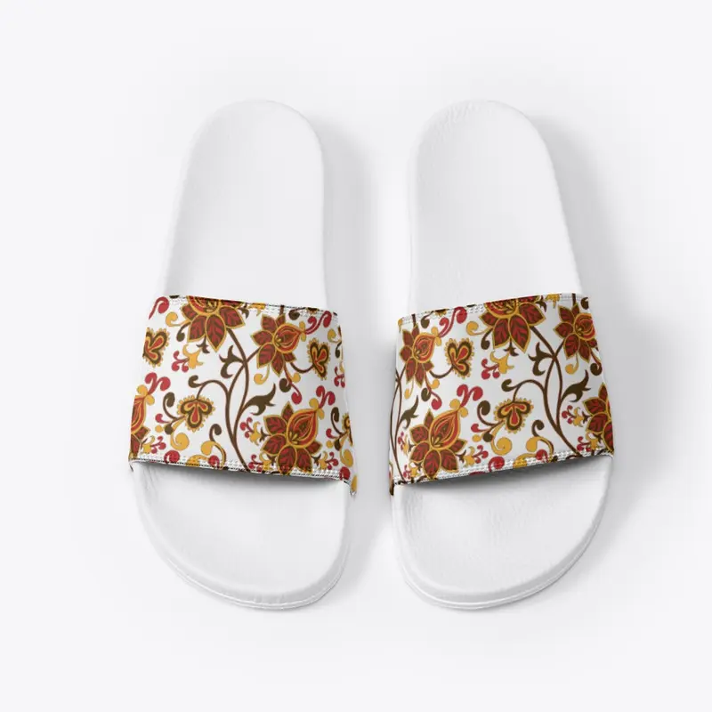 Brown Floral Slides