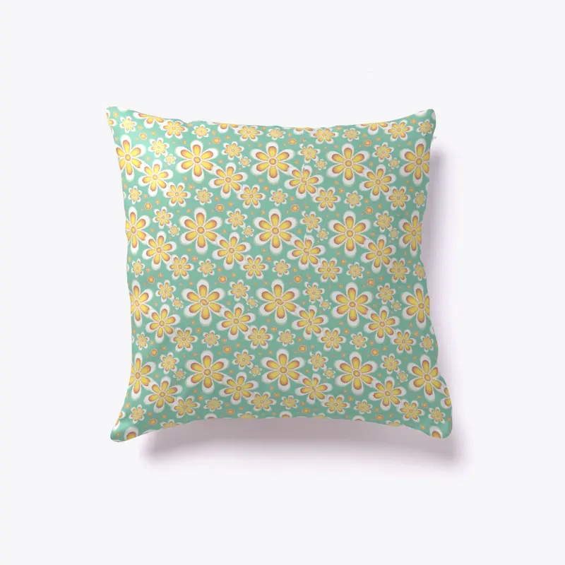 Pale Blue Floral Indoor Pillow