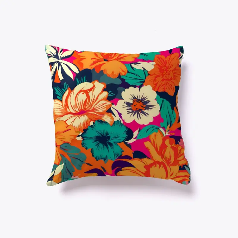 Vibrant Floral Pillow 