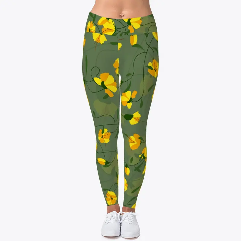 Yellow Floral Leggings