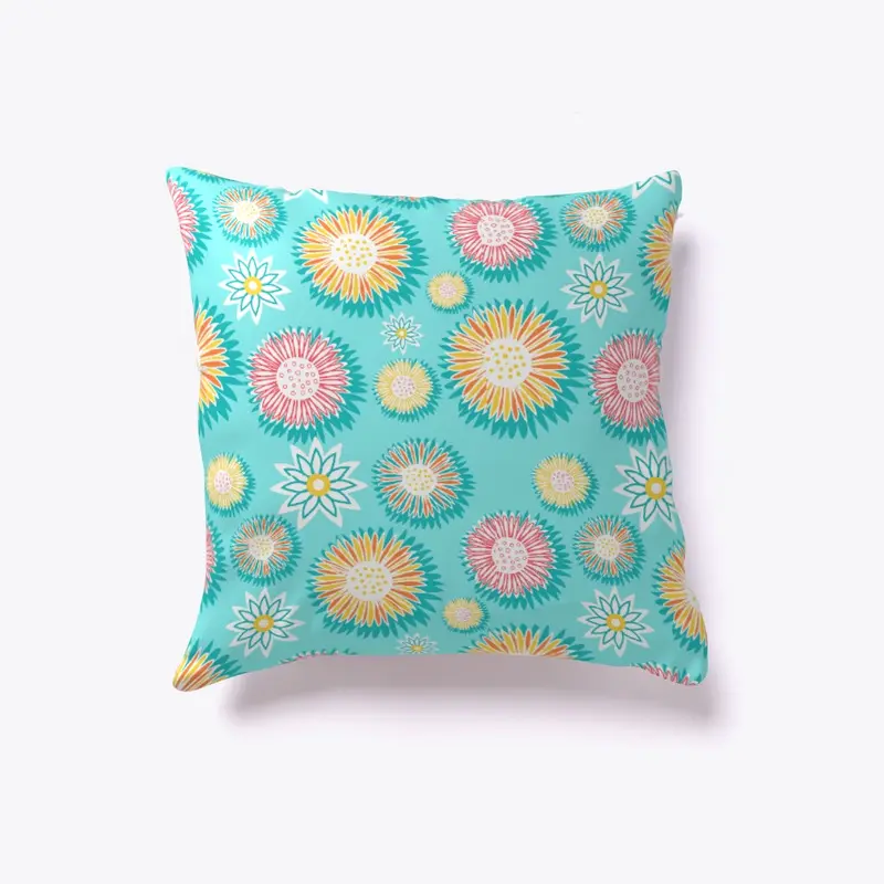 Mint Floral Indoor Pillow