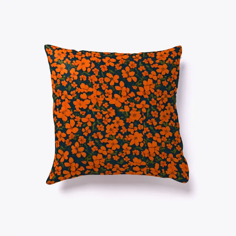 Orange Floral Pillow